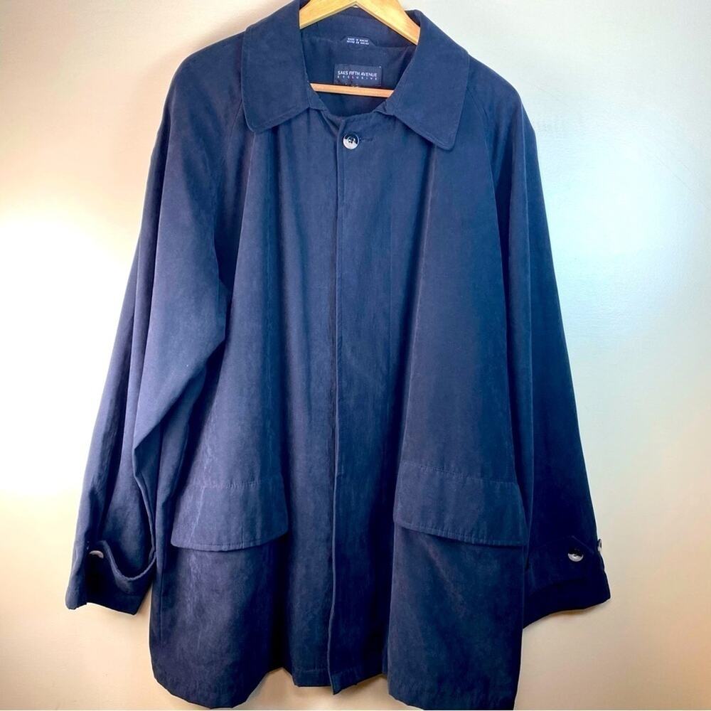 Saks Fifth Avenue Large Rain‎ Coat Mid Length Black